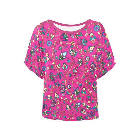 Thorny Path Pink Women's Batwing-Sleeved Blouse T shirt