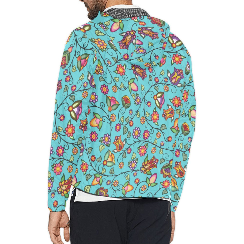 Heartbeat Petals Turquoise Men's Windbreaker