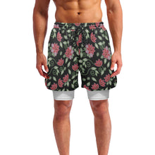 Load image into Gallery viewer, Red Beaded Rose Men&#39;s Sports Shorts with Compression Liner
