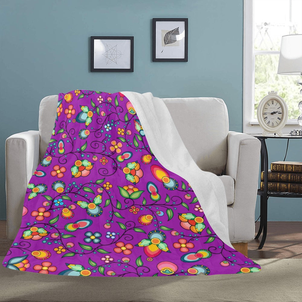 Floral Bounty Purple X-Large Micro Fleece Blanket