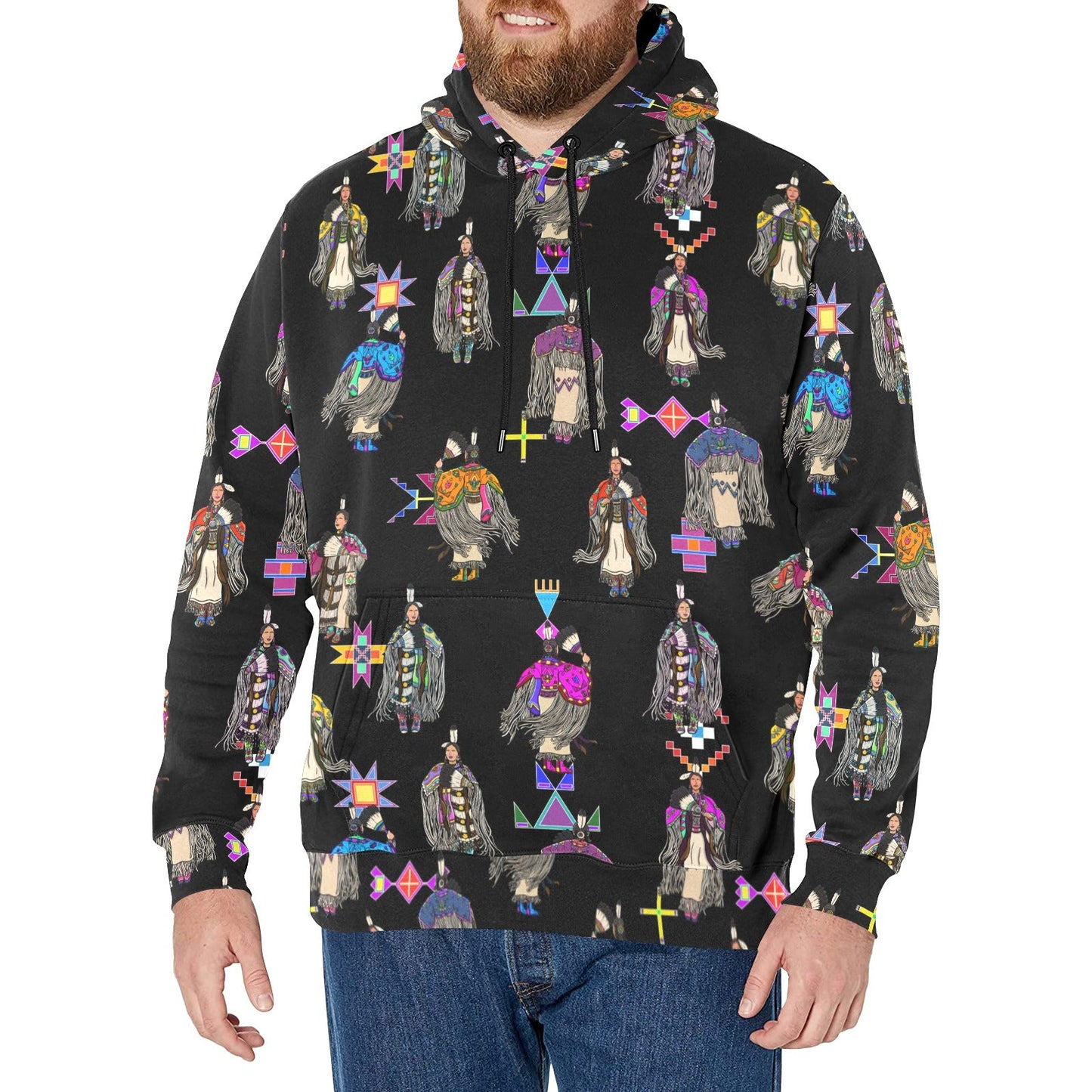 Women's Tradish Dancers Black Men's Long Sleeve Fleece Hoodie