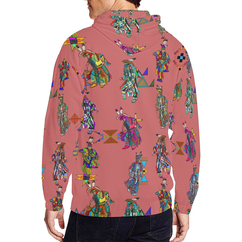 Men's Grass Dancers Terra Cotta Men's Zipper Hoodie