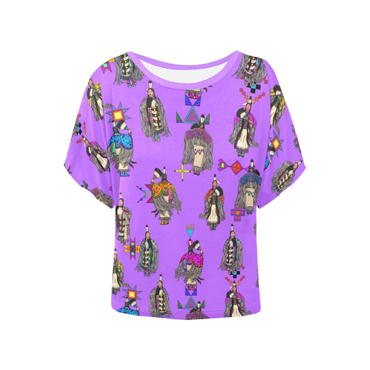Women's Tradish Dancers Purple Women's Batwing-Sleeved Blouse T shirt