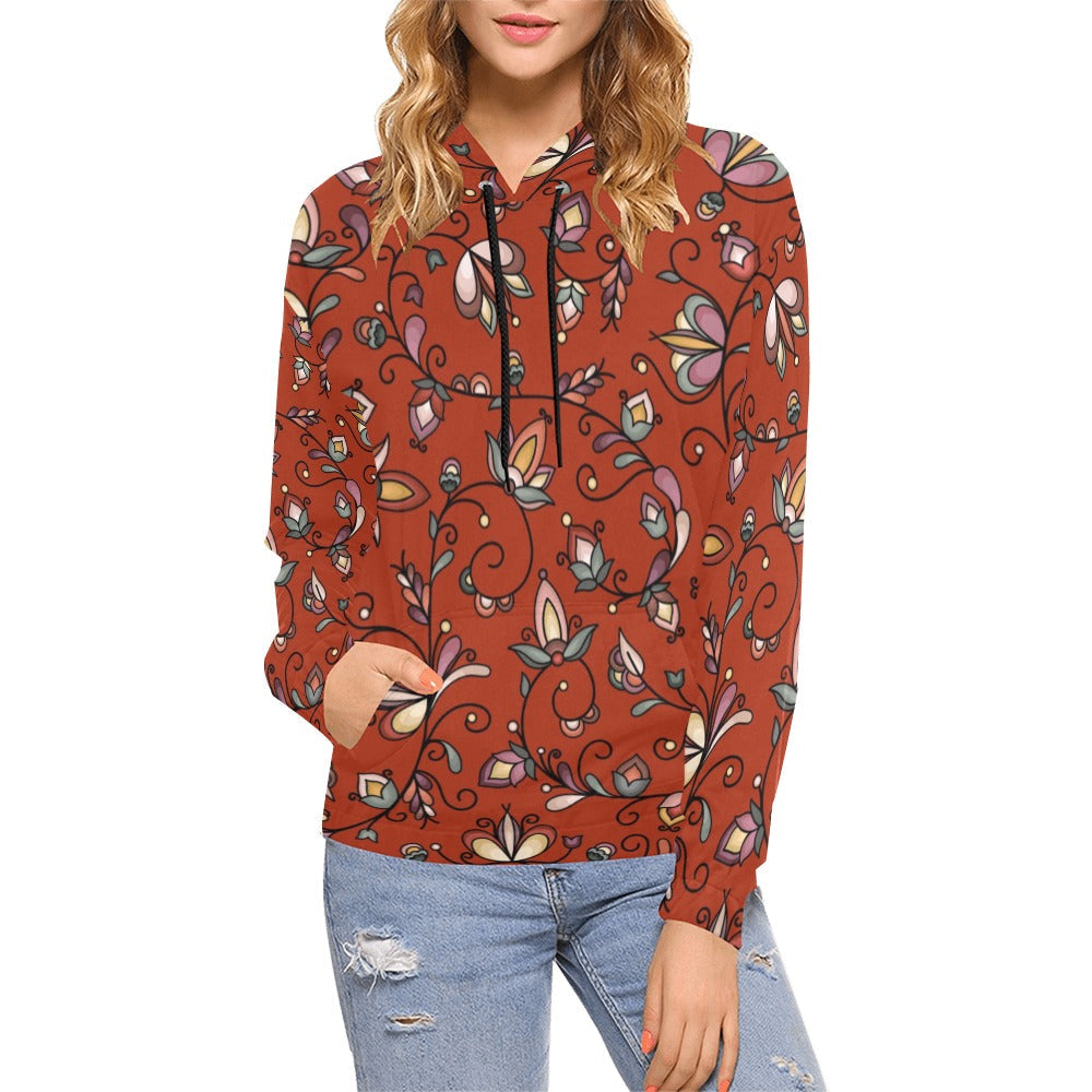 Burnt Sky Petals Red Hoodie for Women (USA Size)