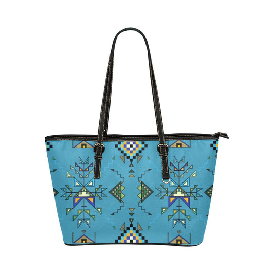 Bear Shield Blue Leather Tote