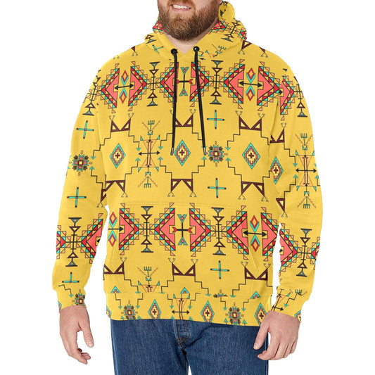 Thunder Flight Yellow Men's Long Sleeve Fleece Hoodie