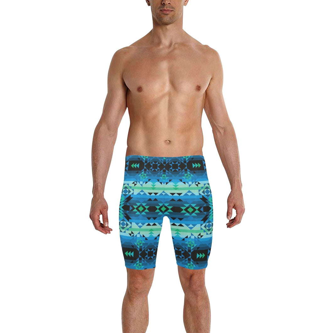 Green Star Men's Knee Length Swimming Trunks