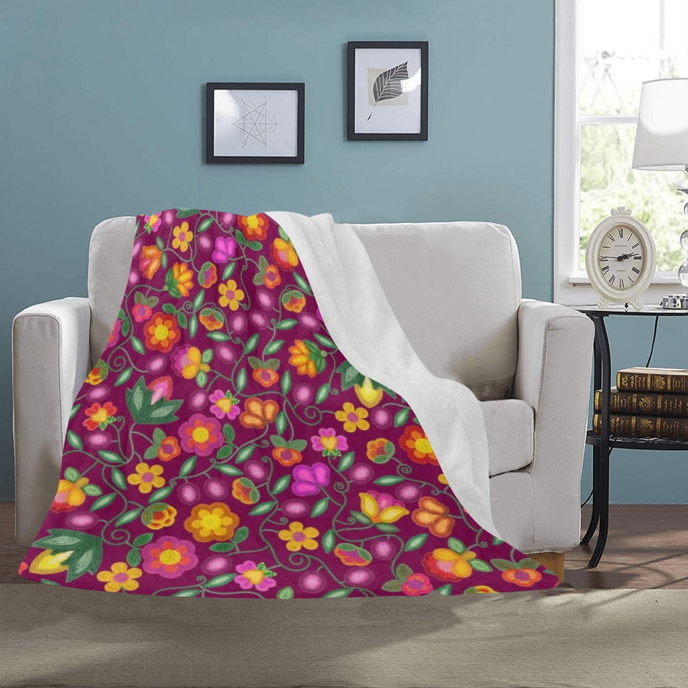 Boreal Bounty Dark Magenta Large Micro Fleece Blanket