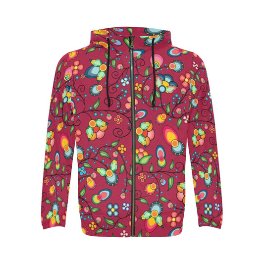 Floral Bounty Magenta Zip Hoodie