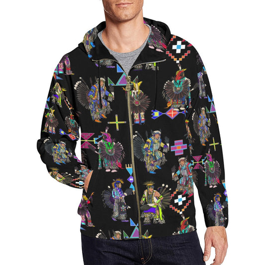 Men's Tradish Dancers Black Men's Zipper Hoodie