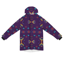 Load image into Gallery viewer, Rainy Chief Rainbow Dark Purple Unisex Sherpa Lined Hooded Coat
