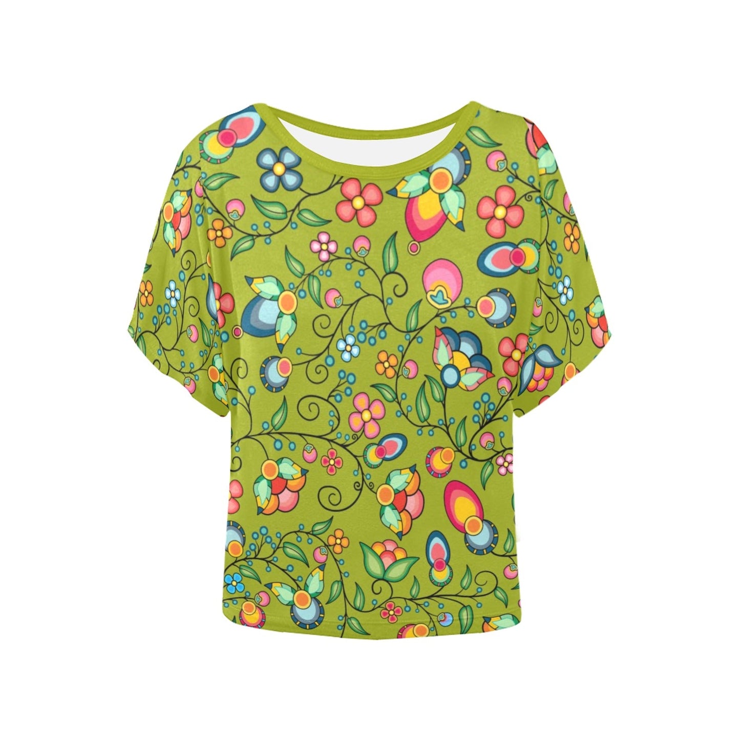 Floral Bounty Sweetgrass Women's Batwing-Sleeved Blouse T shirt