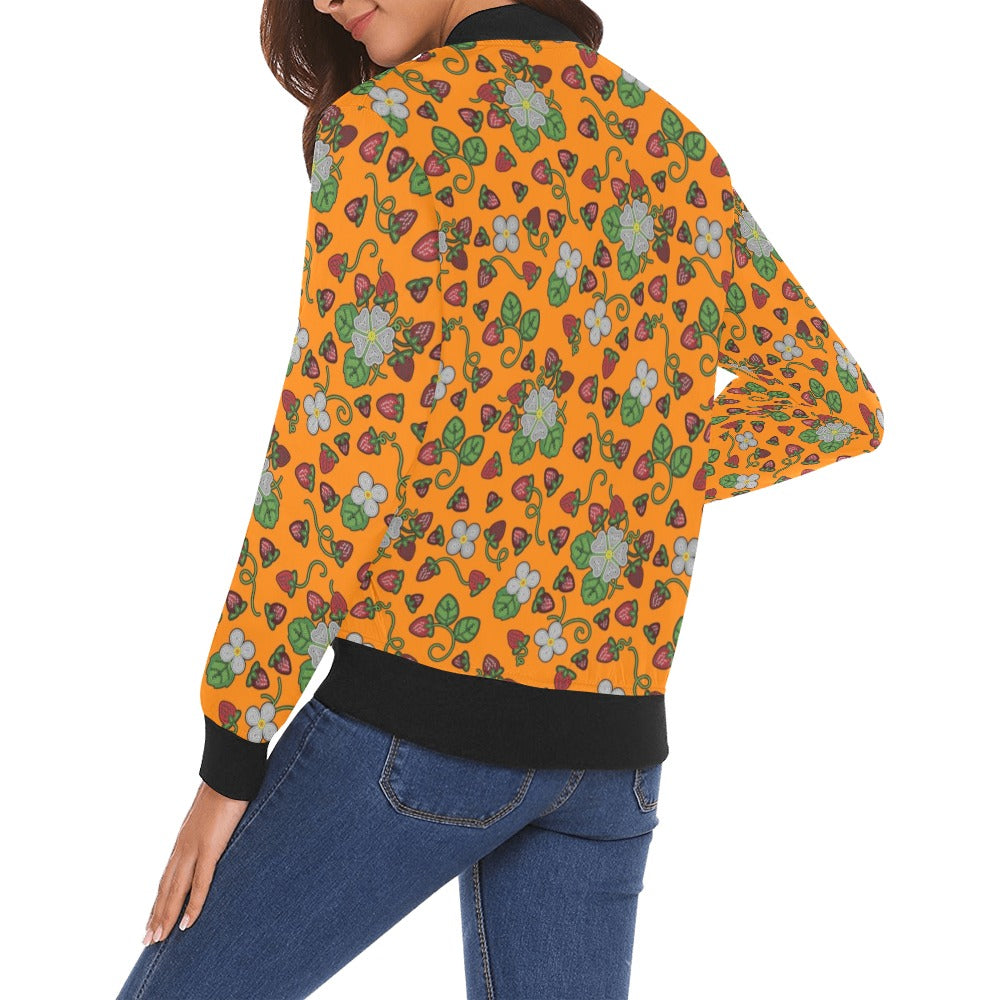 Strawberry Dreams Carrot Bomber Jacket for Women