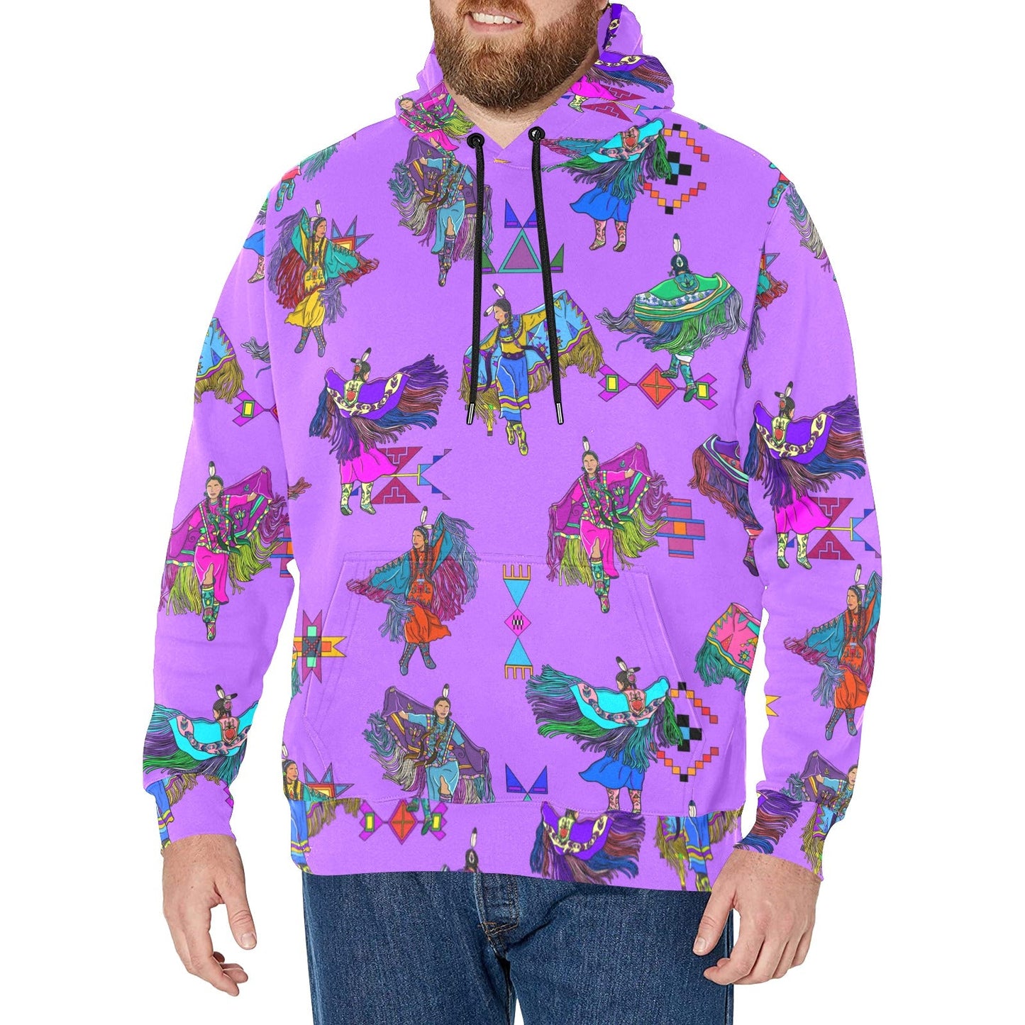 Women's Fancy Dancers Purple Men's Long Sleeve Fleece Hoodie