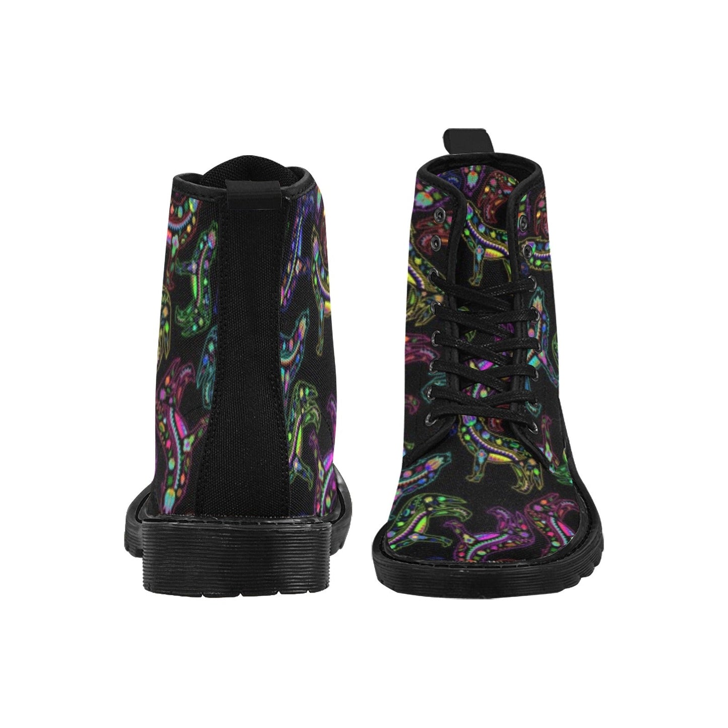 Neon Floral Wolves Boots