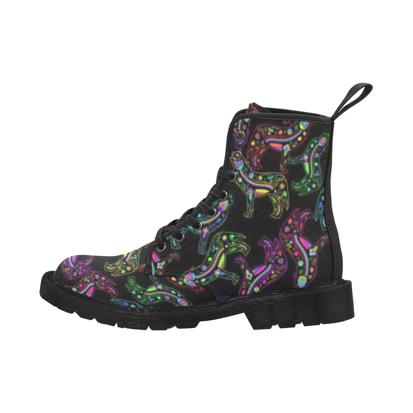 Neon Floral Wolves Boots for Men