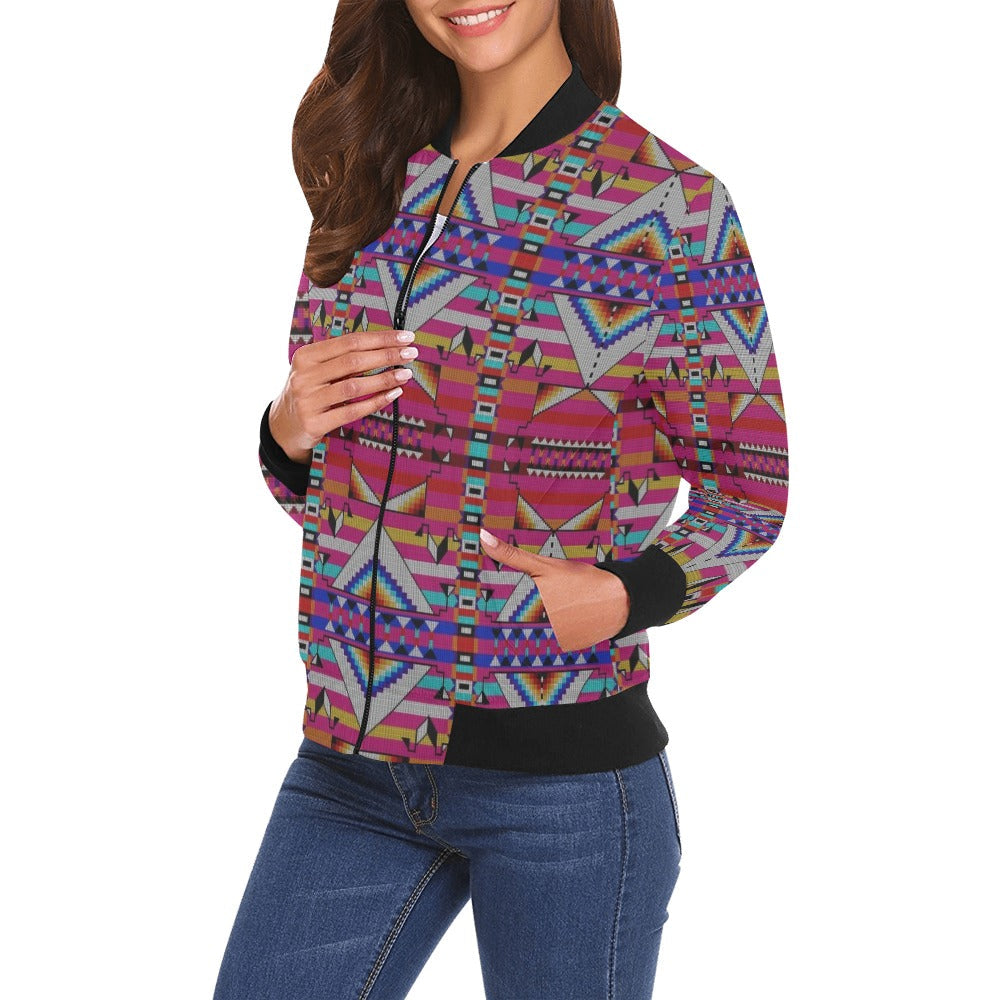 Medicine Blessing Pink Bomber Jacket for Women