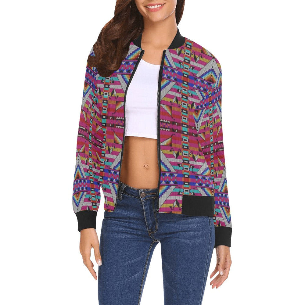 Medicine Blessing Pink Bomber Jacket for Women