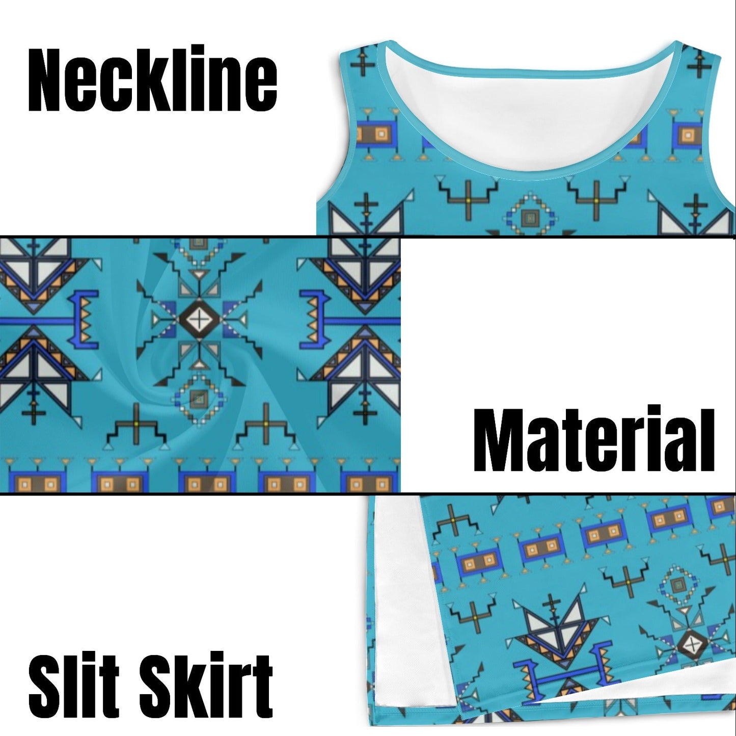 Eagle Strike Blue Phaedra Sleeveless Open Fork Long Dress