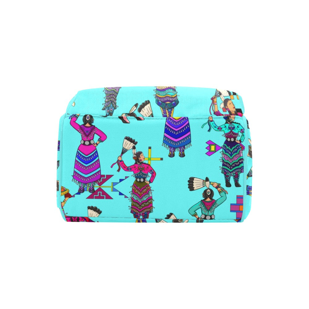Women's Jingle Dancers Turquoise Multi-Function Diaper Backpack