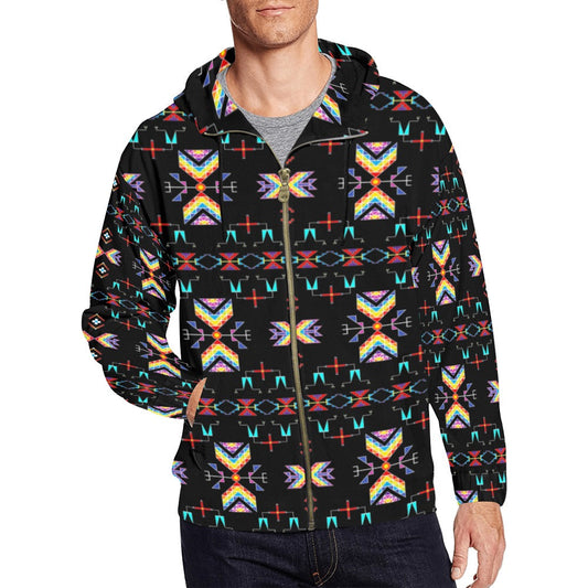 Rainy Chief Rainbow Black Men's Zipper Hoodie