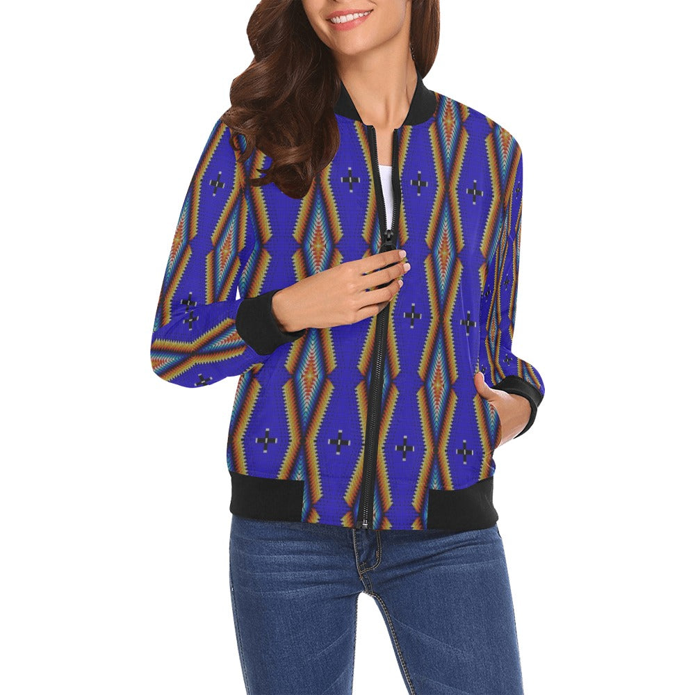 Diamond in the Bluff Blue Bomber Jacket for Women