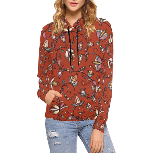 Burnt Sky Petals Red Hoodie for Women