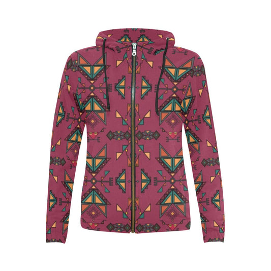 Arrow dawn Maroon Full Zip Hoodie for Women