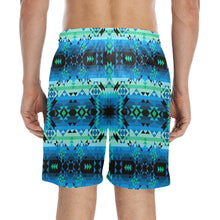 Load image into Gallery viewer, Green Star Men&#39;s Mid-Length Beach Shorts
