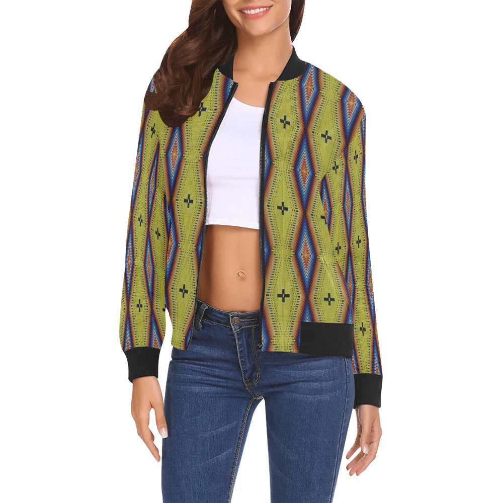 Diamond in the Bluff Yellow Bomber Jacket for Women