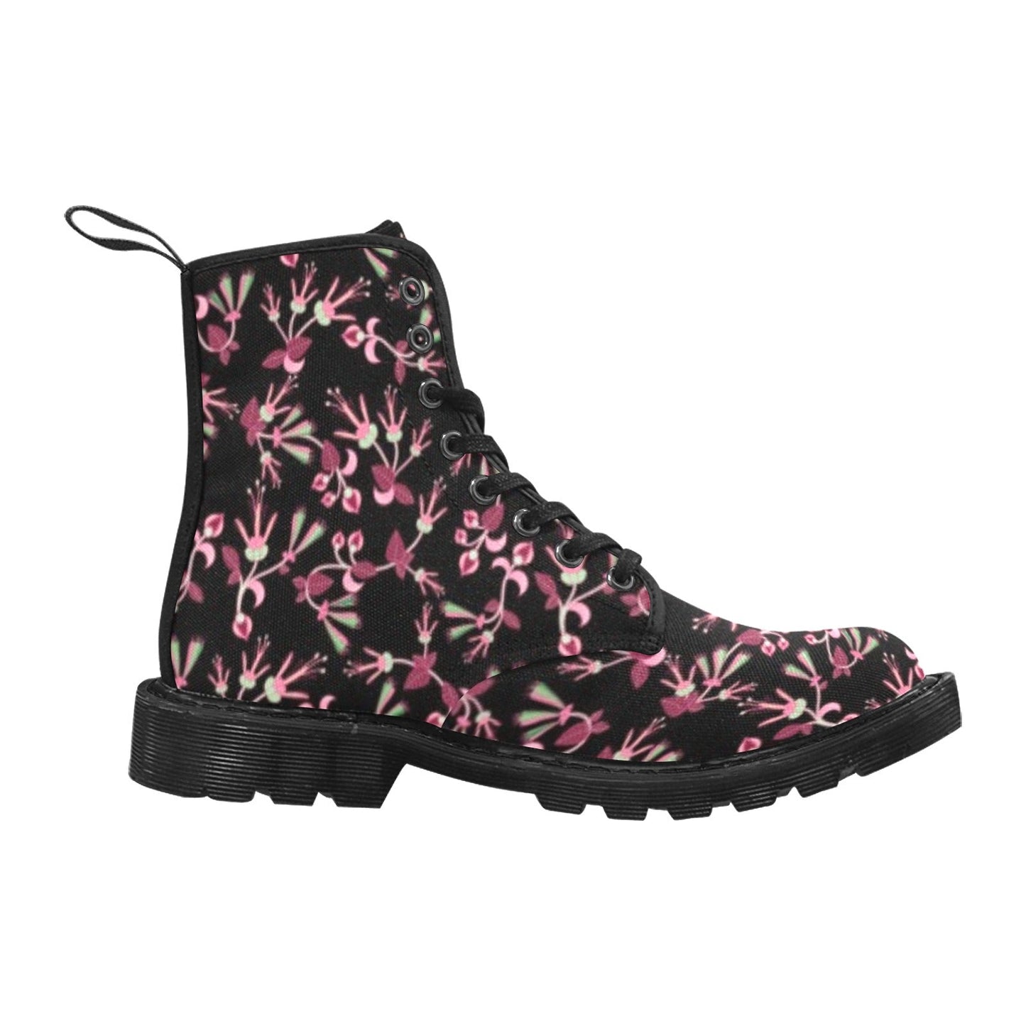 Floral Green Black Boots for Men