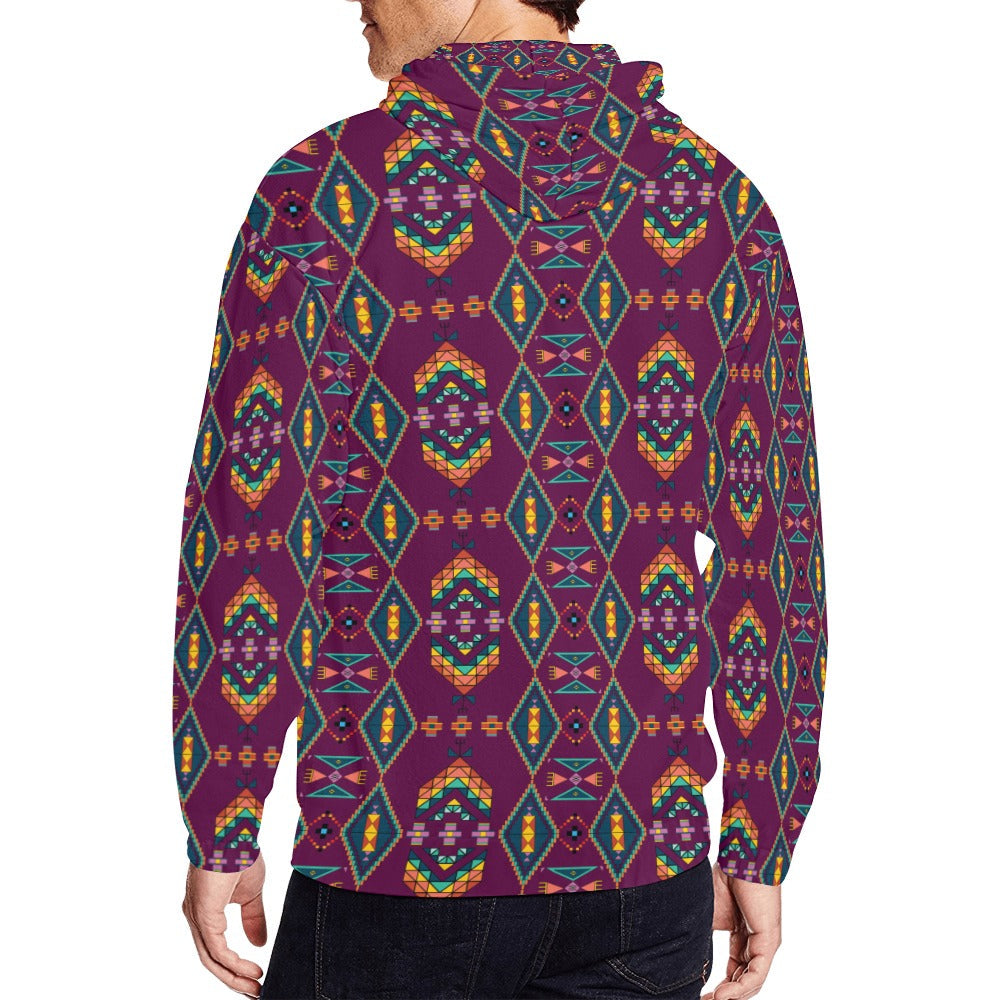 Travois Tipi Berry Men's Zipper Hoodie