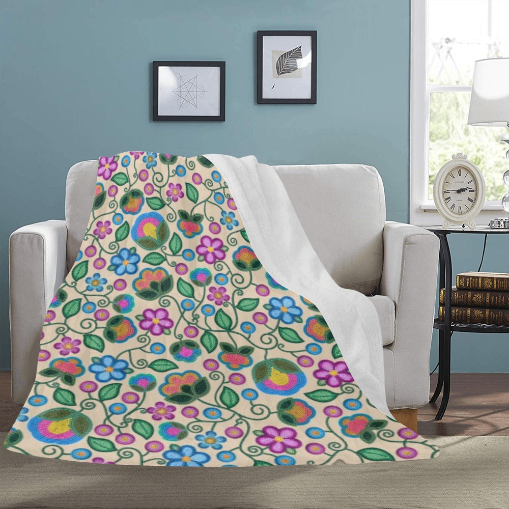 Turquoise Sunbeam Cream X-Large Micro Fleece Blanket
