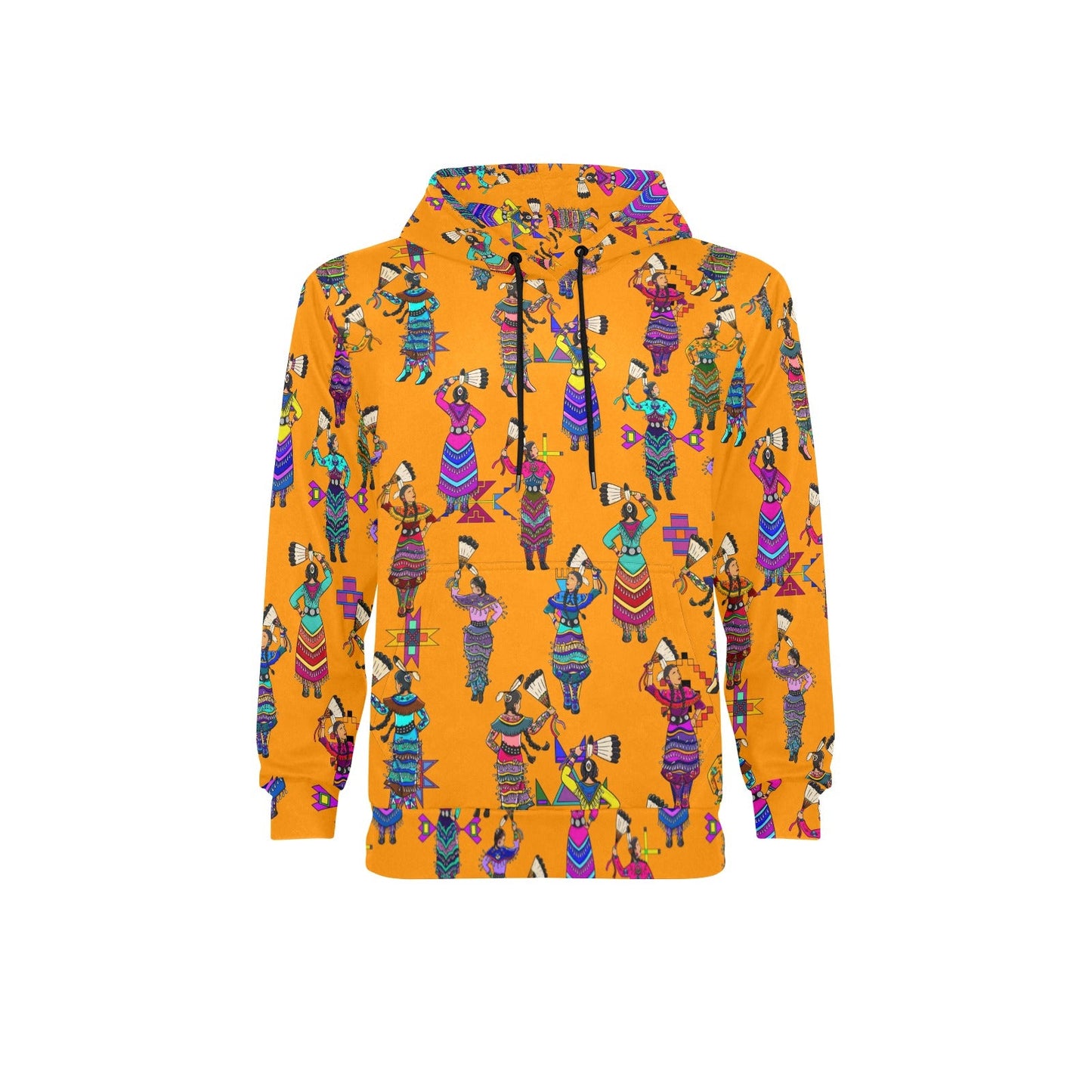 Women's Jingle Dancers Orange Men's Long Sleeve Fleece Hoodie