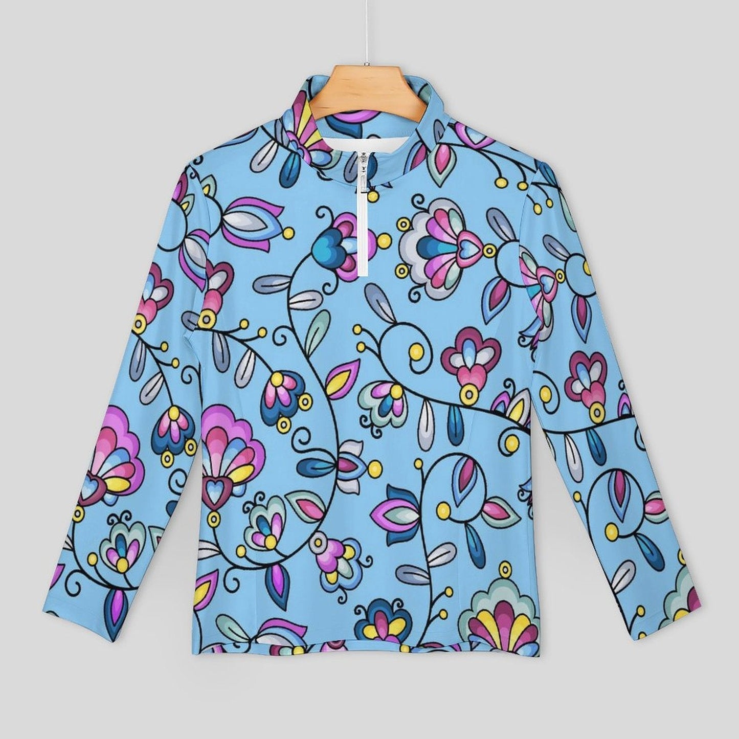 Autumn Bundle Blessing Blue Long Sleeve Yoga Shirt