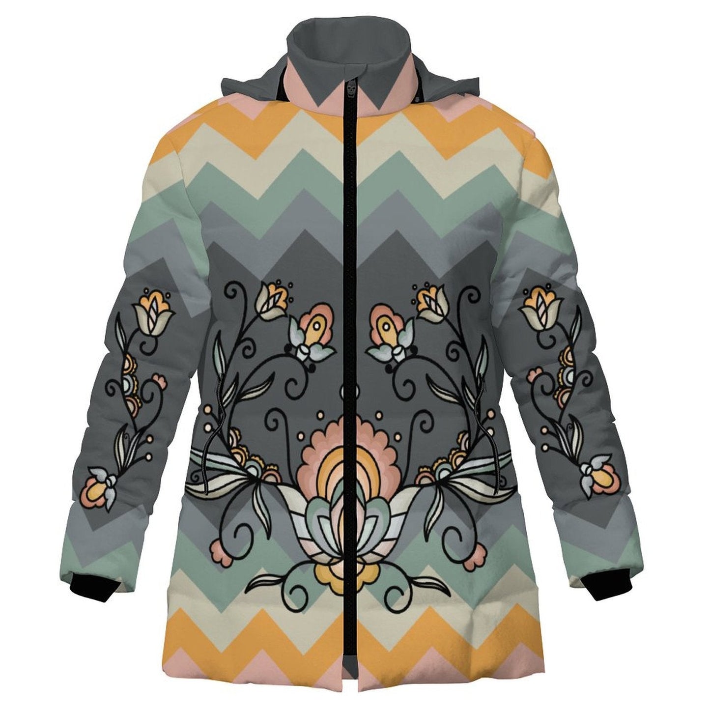 Falling Leaf Rising Bloom Women's Hooded Puffer Coat