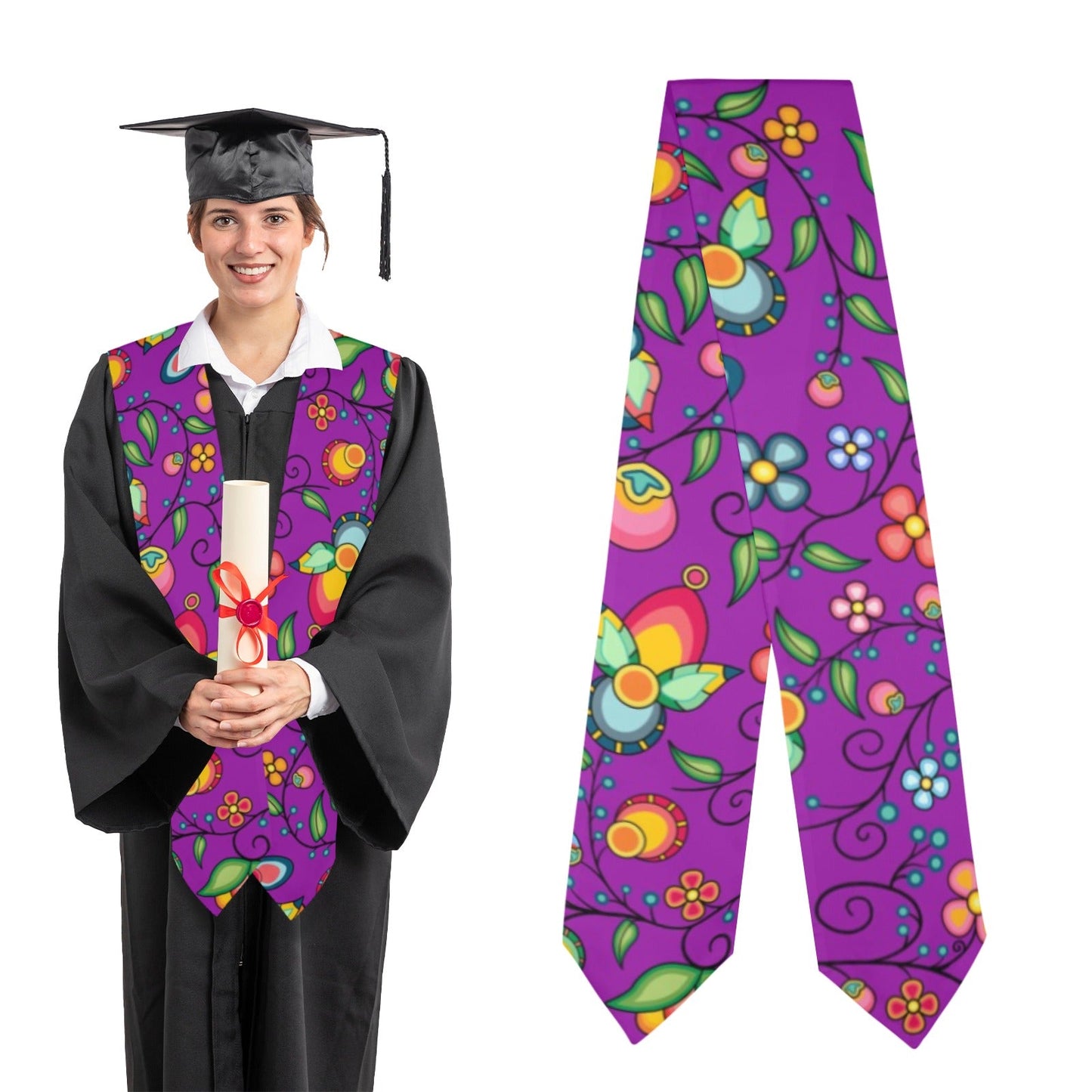 Floral Bounty Purple Graduation Stole