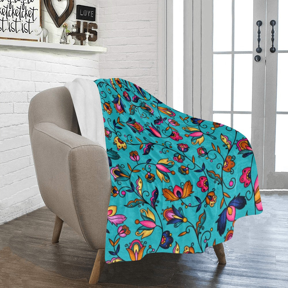 Copper Prairie Petals Turquoise Ultra-Soft Micro Fleece Blanket 40"x50"