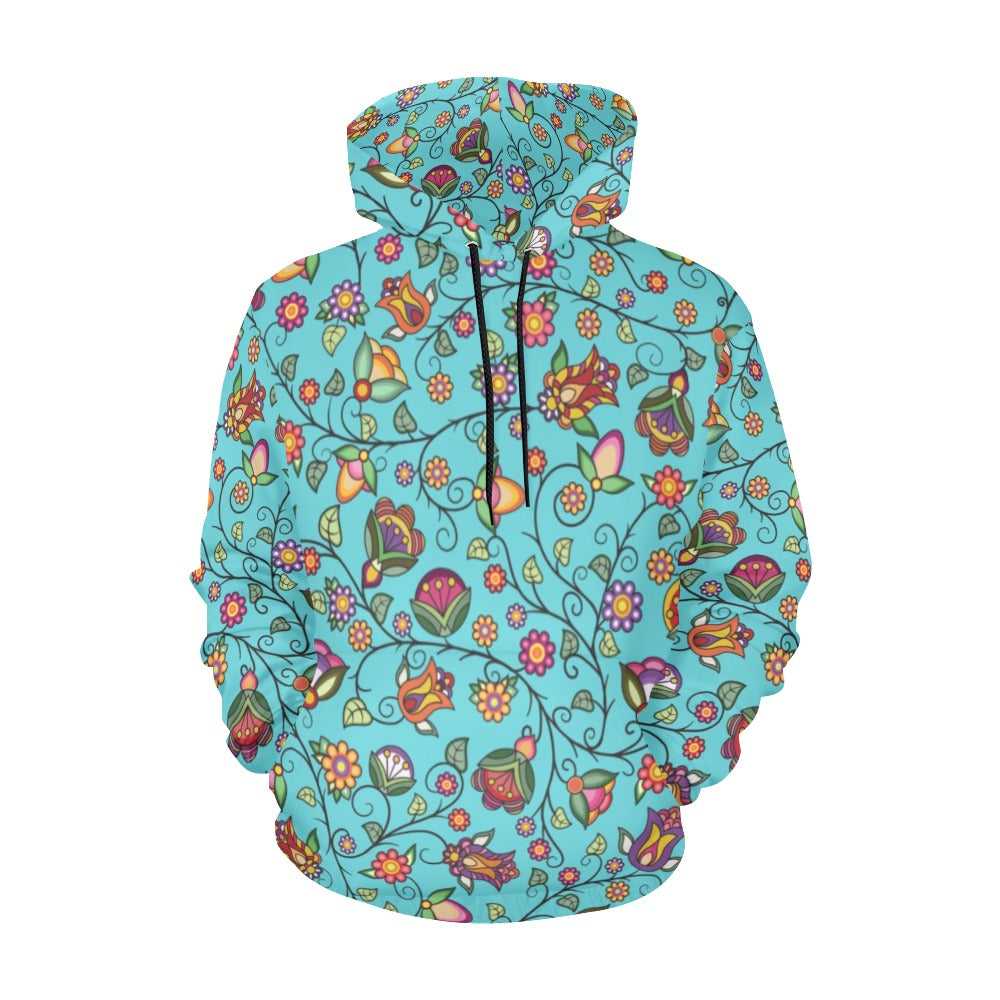 Heartbeat Petals Turquoise Hoodie for Men