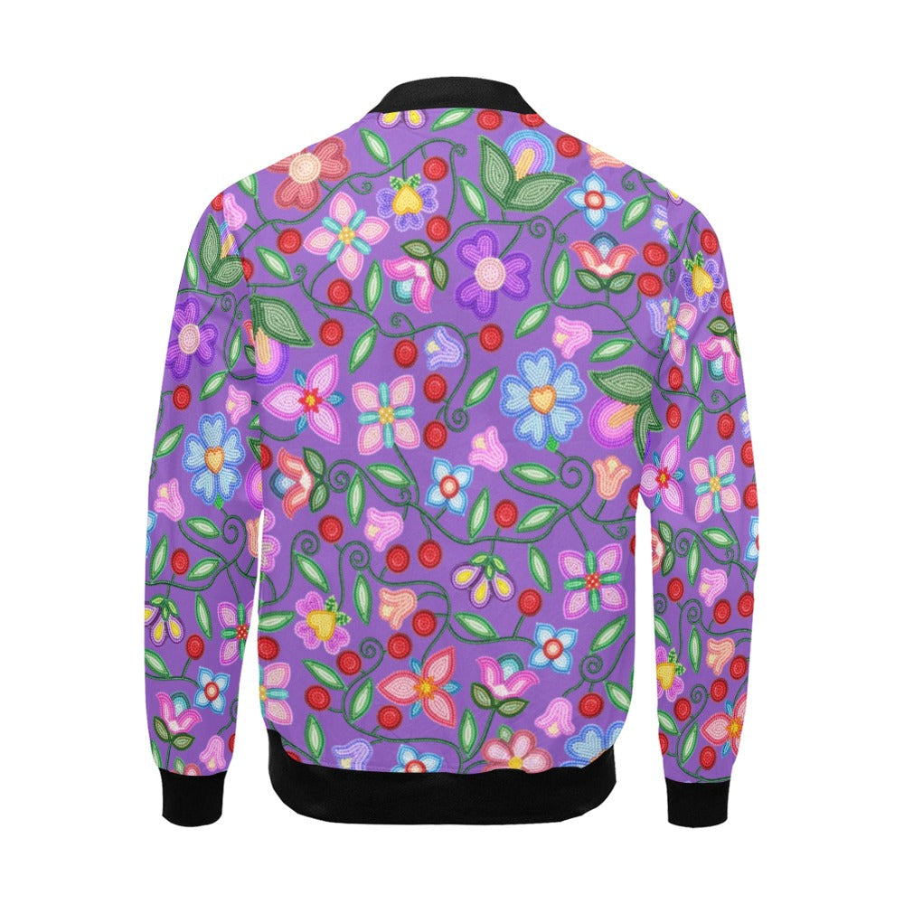 Petal Harmony Lavender Bomber Jacket