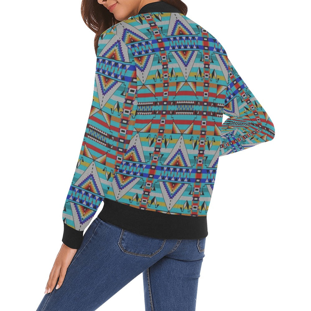 Medicine Blessing Turquoise Bomber Jacket for Women