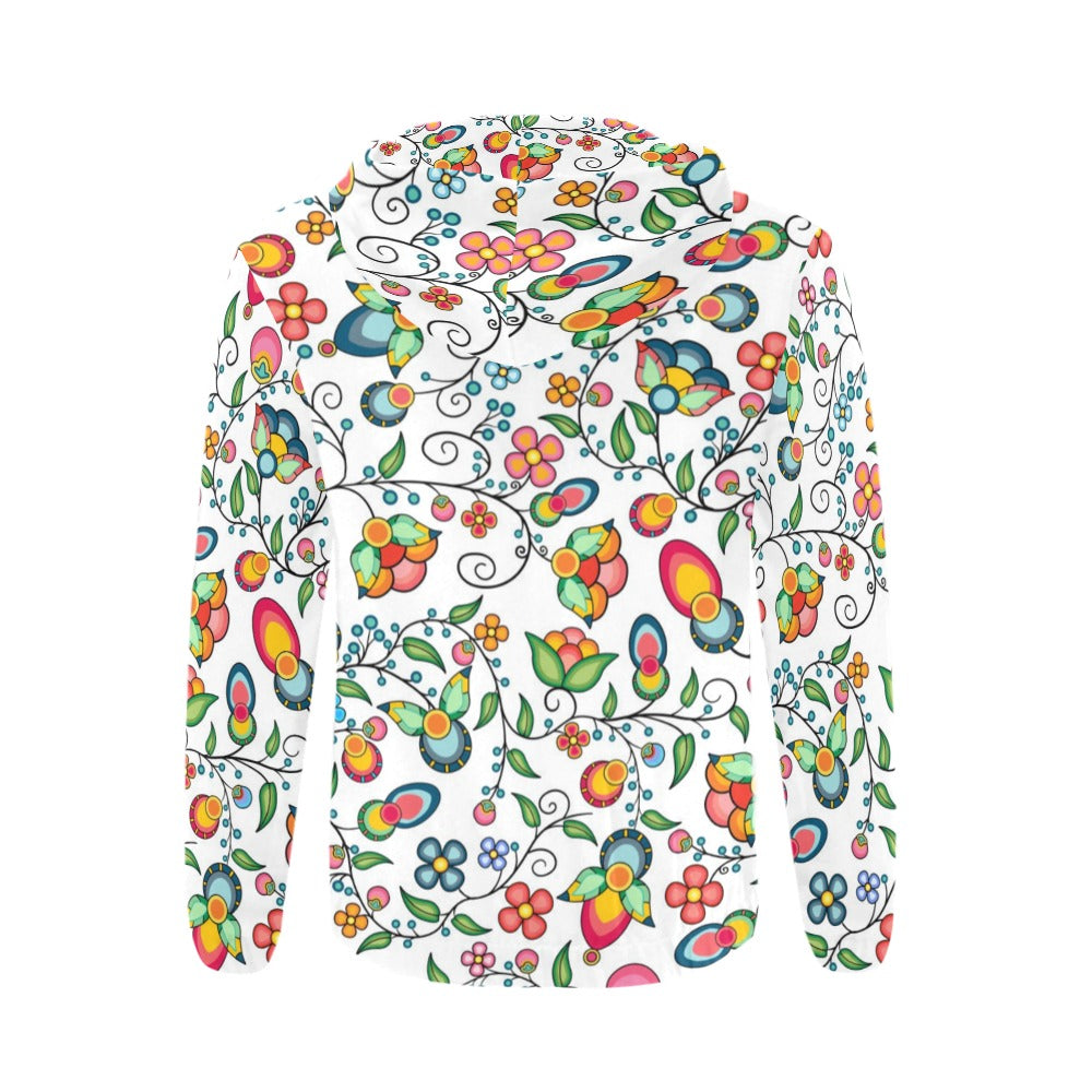 Floral Bounty White Zip Hoodie