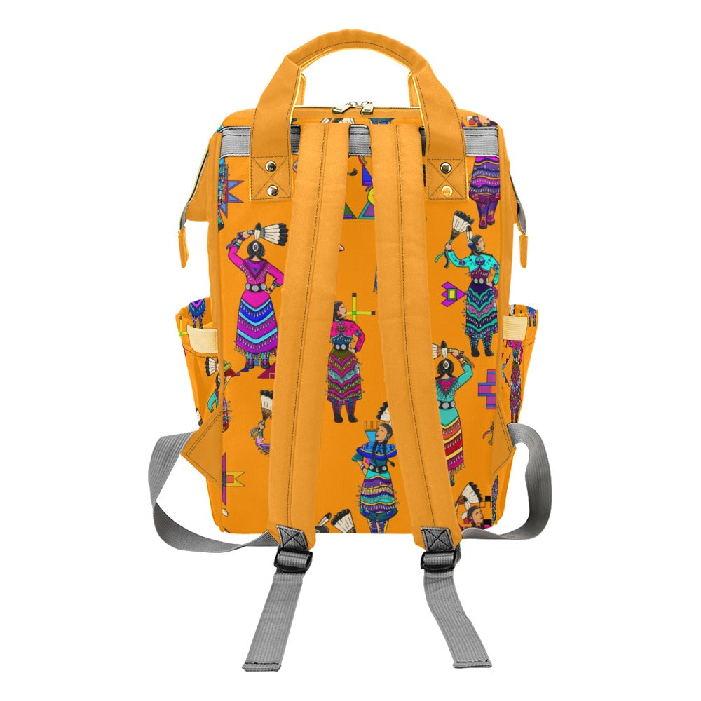 Women's Jingle Dancers Orange Multi-Function Diaper Backpack
