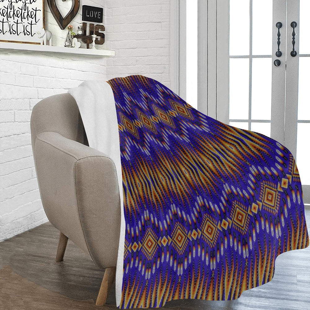 Fire Feather Blue X-Large Micro Fleece Blanket