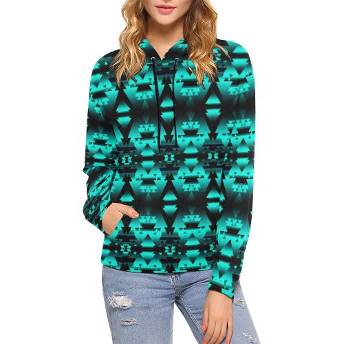 Dark-Deep Lake-Winter-Camp All Over Print Hoodie for Women (USA Size) (Model H13) All Over Print Hoodie for Women (H13) e-joyer 