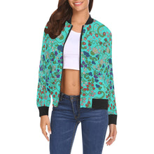 Load image into Gallery viewer, Grandmother Stories Turquoise Bomber Jacket for Women
