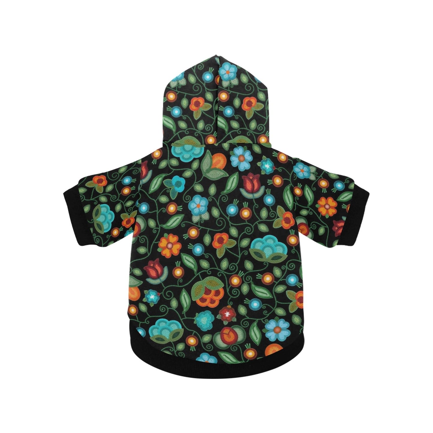 Prairie Fire Petals Black Pet Hoodie