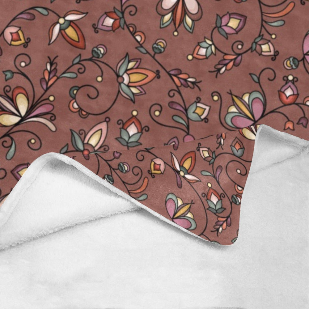 Burnt Sky Petals Brown X-Large Micro Fleece Blanket