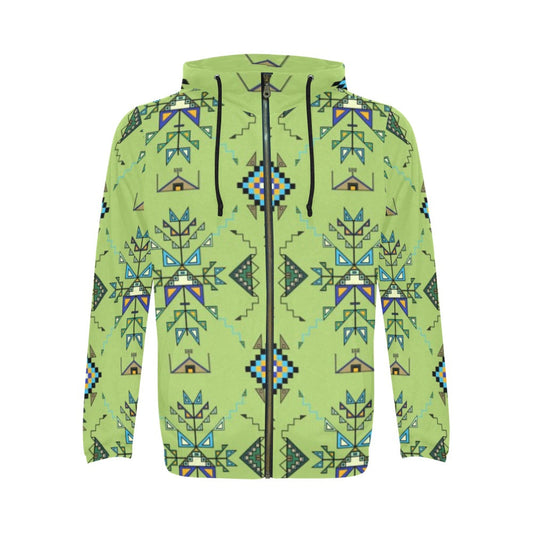 Bear Shield Green Zip Hoodie