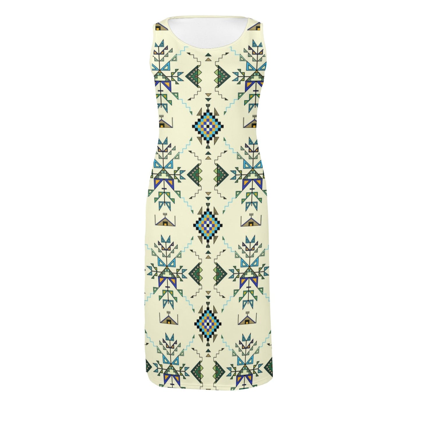 Bear Shield Cream Phaedra Sleeveless Open Fork Long Dress